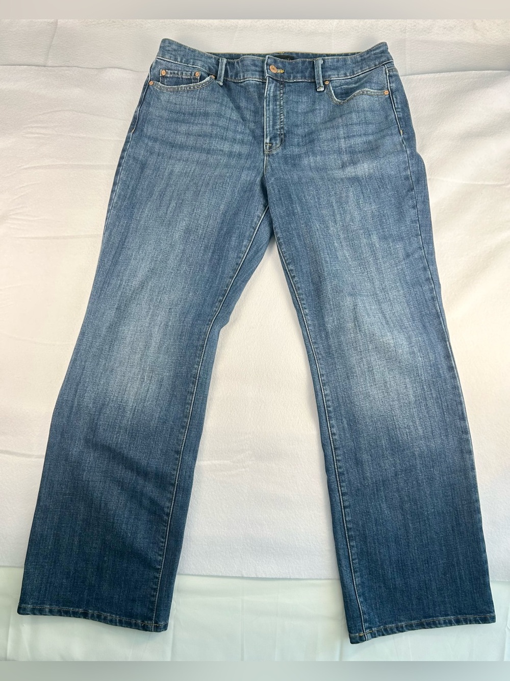 Talbots Jeans Womens 12 Blue Barely Boot Cut High Rise Medium Wash Denim